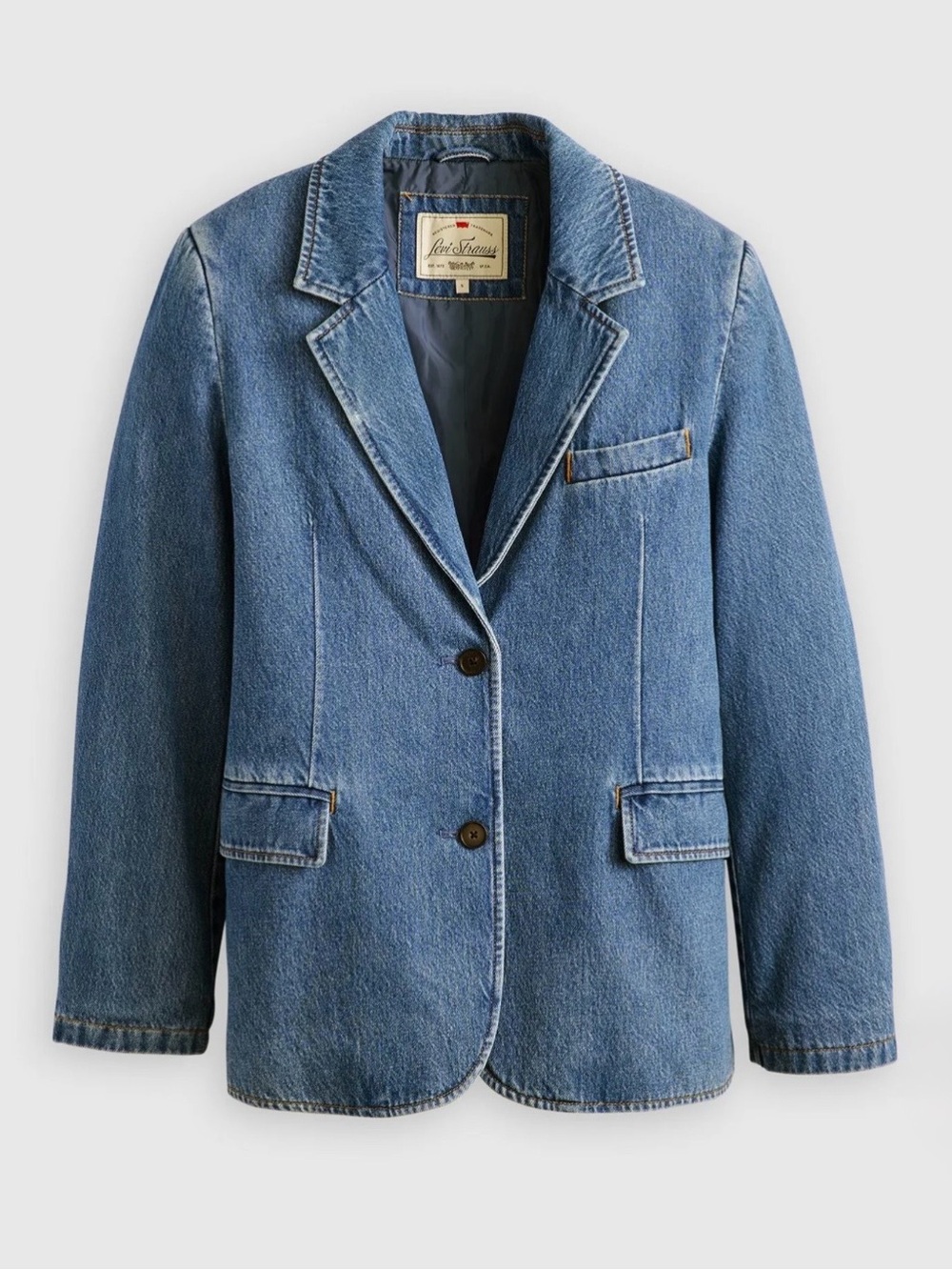 Levi’s Stella Relaxed Denim Blazer, Blue Medium Wash, NWT, Women’s Size Small - Picture 5 of 15